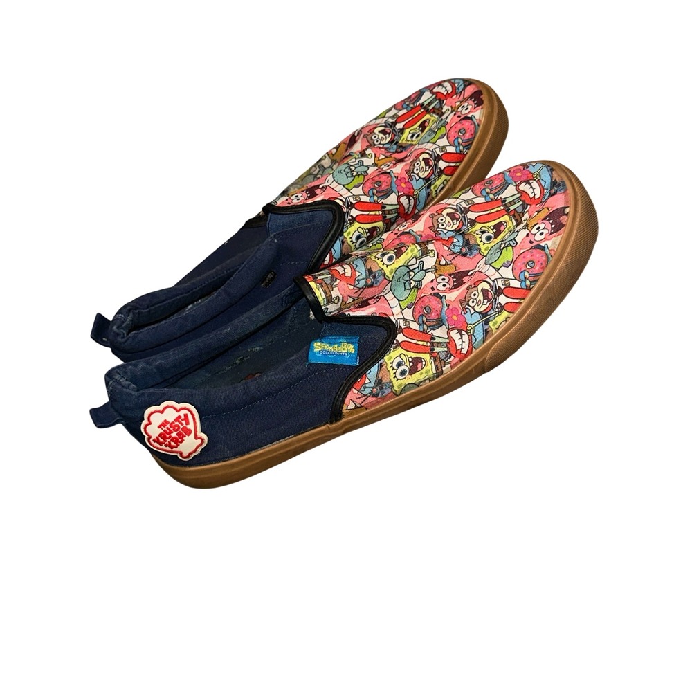Ground Up SpongeBob SquarePants men Slip On Sneakers Navy Character Print Sz 13 - Picture 4 of 11